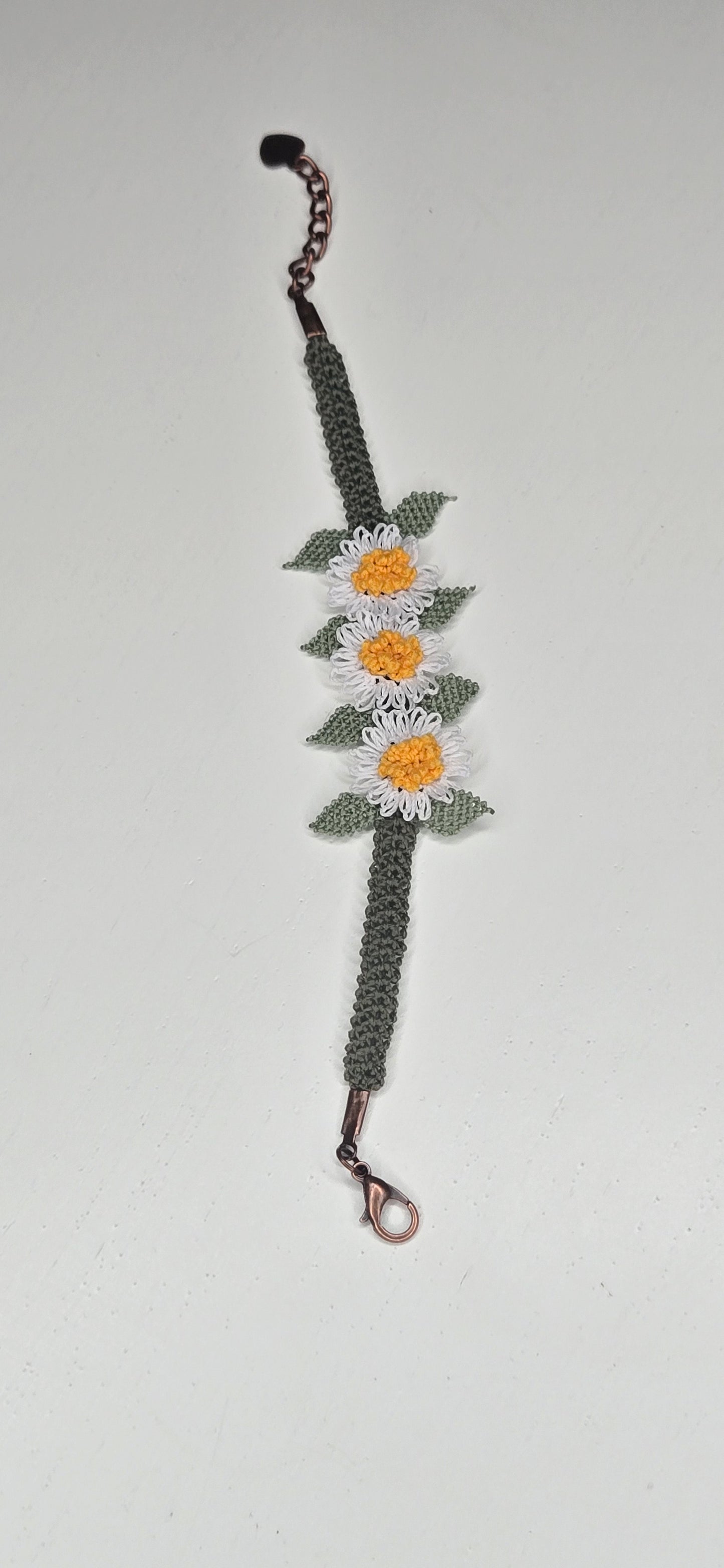 Needle Lace Triple Daisy Bracelet