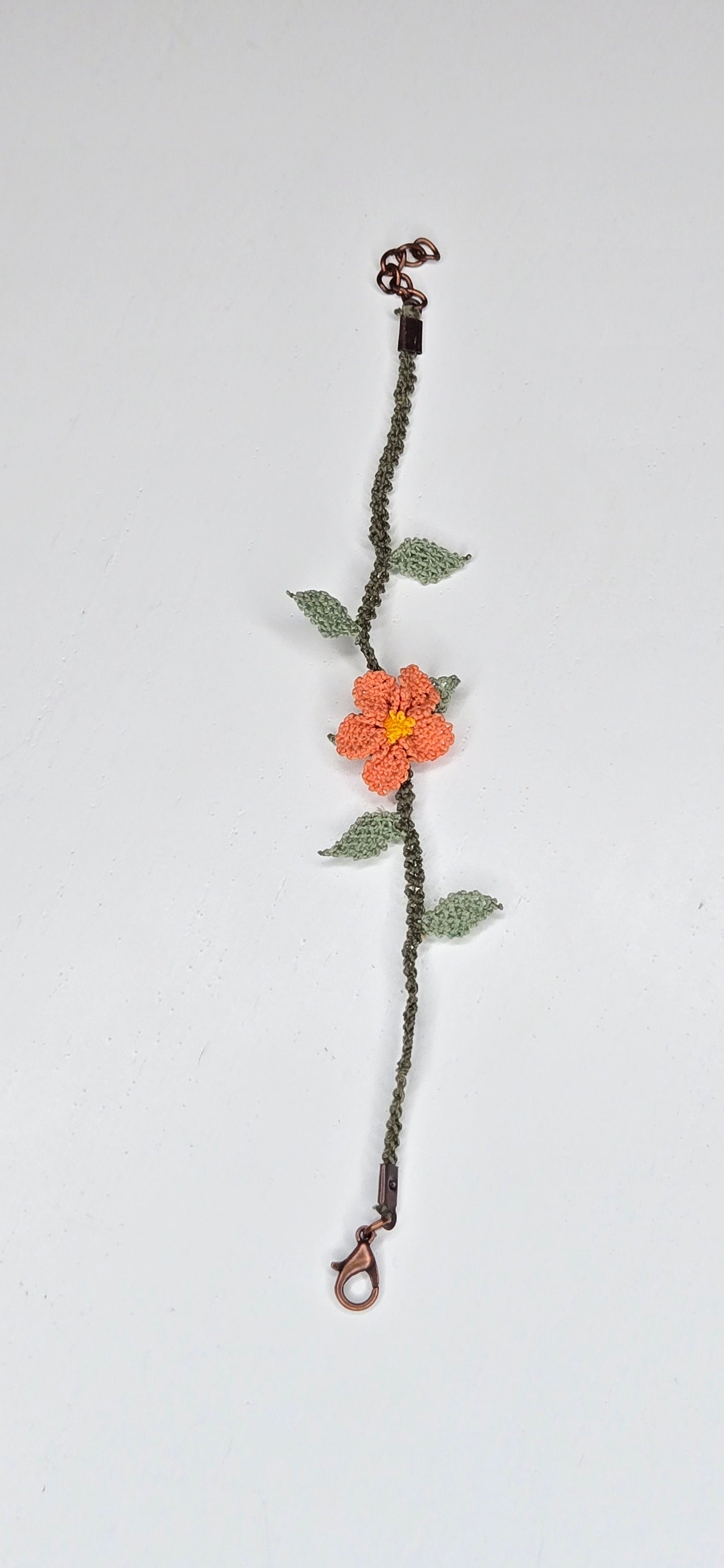 Needle Lace Single Terracotta Flower Bracelet