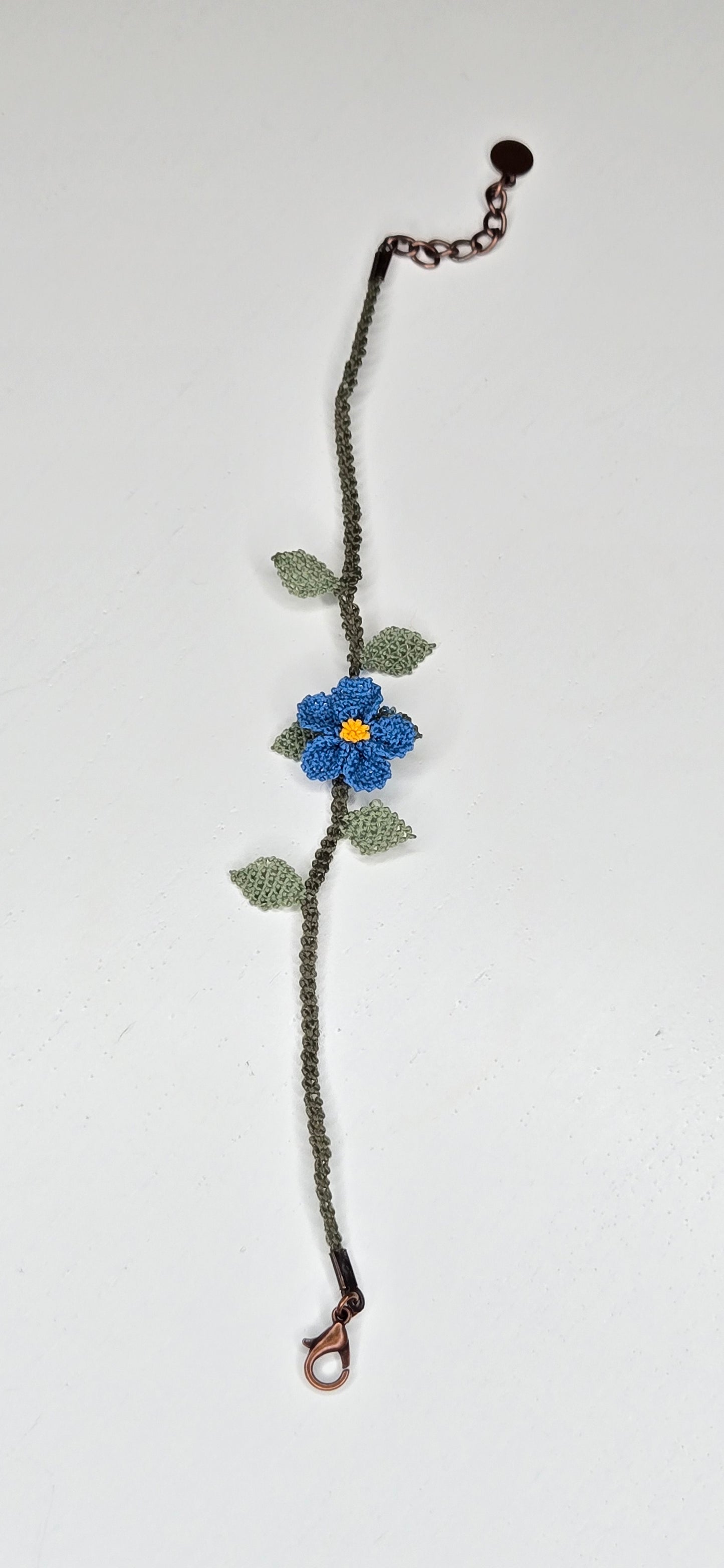 Needle Lace Single Bright Navi Blue Flower Bracelet