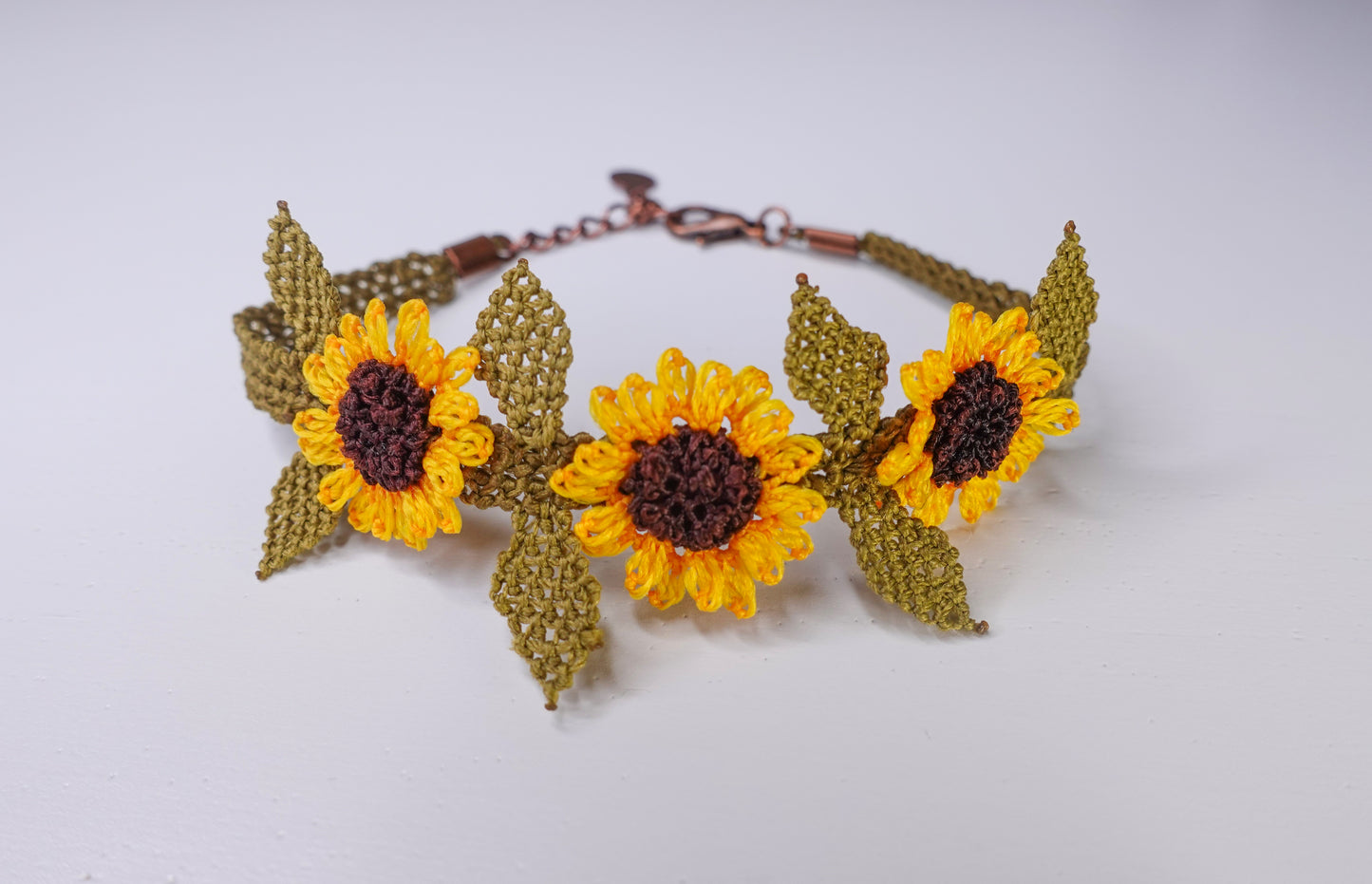 Needle Lace Triple Sunflower Bracelet