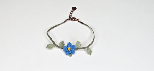 Needle Lace Single Bright Navi Blue Flower Bracelet