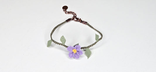 Needle Lace Single Lavender Flower Bracelet