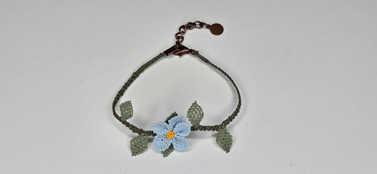Needle Lace Single Light Blue Flower Bracelet
