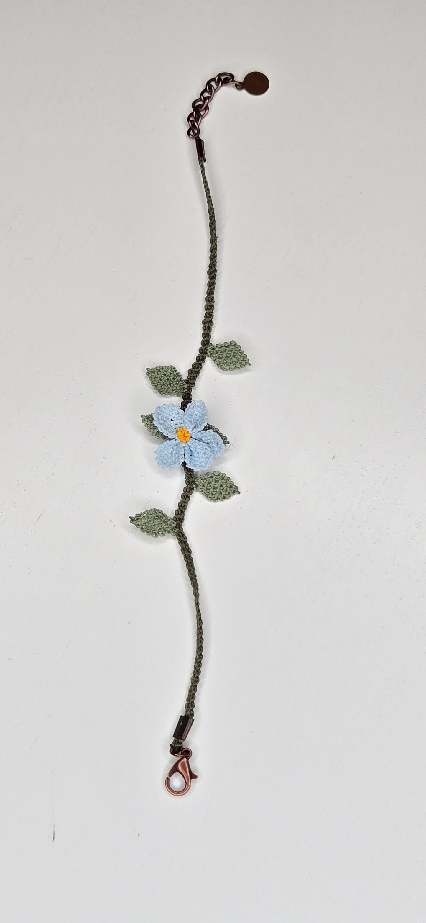 Needle Lace Single Light Blue Flower Bracelet