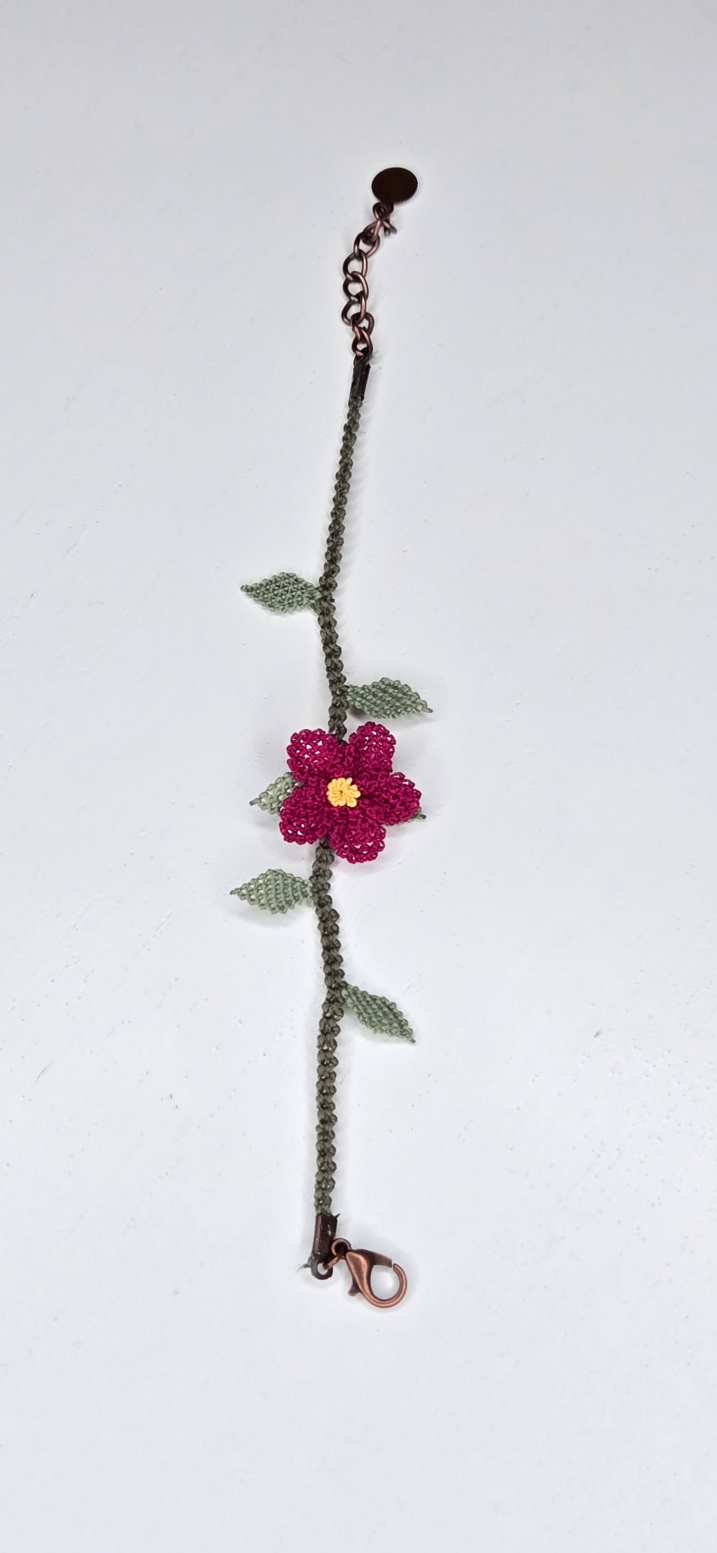 Needle Lace Single Claret Flower Bracelet