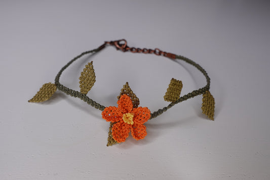 Needle Lace Single Spring Flower Bracelet - Orange