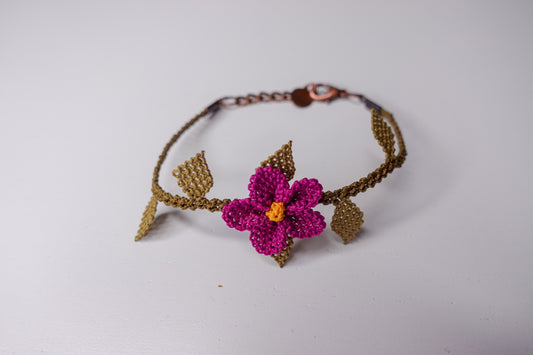 Needle Lace Single Spring Flower Bracelet - Mulberry
