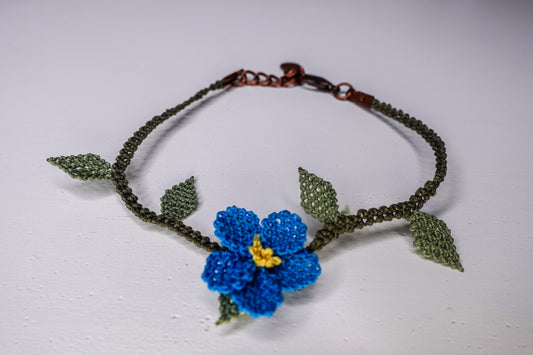 Needle Lace Single Spring Flower Bracelet - Blue