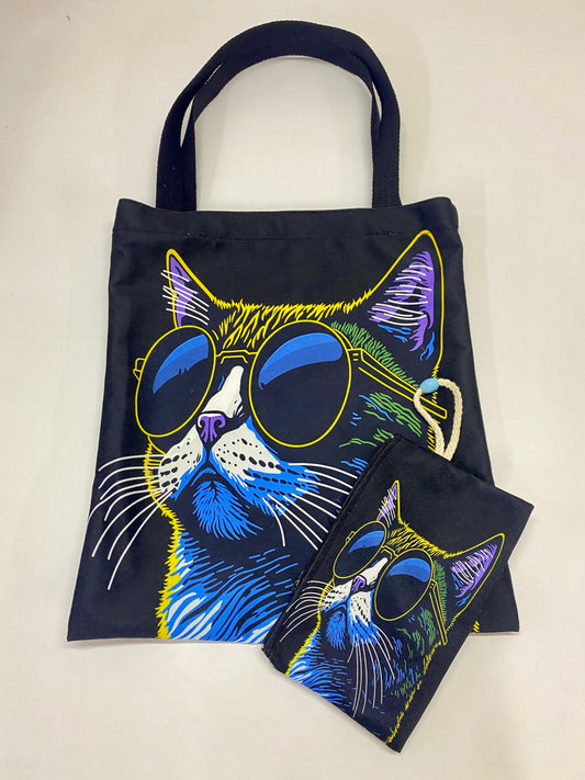 Sunglasses Cat Bag Set (Large & Small Pouch Included)